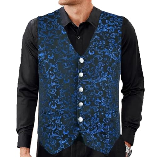 Darkrock Prime Quality Men's Designer Stylish Casual Brocade Blue
